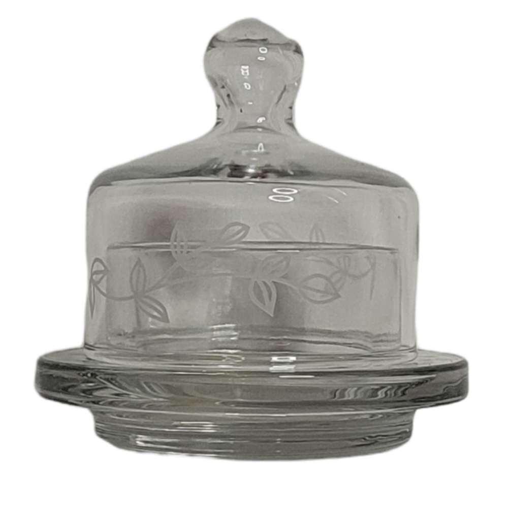 Vintage Princess House crystal covered tea candle dish